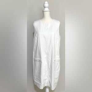 AGB Womens 14 Solid White Sleeveless Straight Dress Vintage Boho Coastal Grandma
